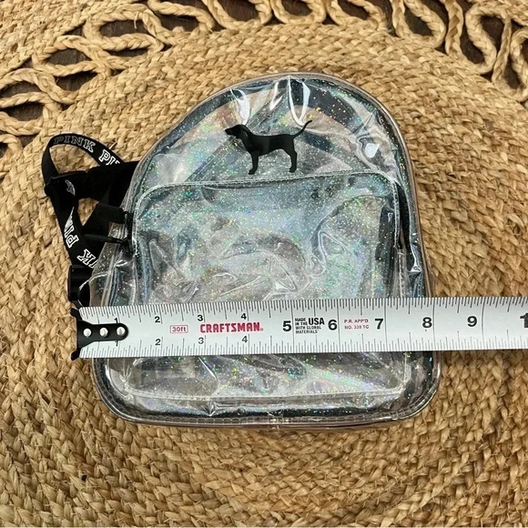 Victoria's Secret PINK Clear Mini Backpack with Dog Logo and Holographic Sparkle - Picture 10 of 10